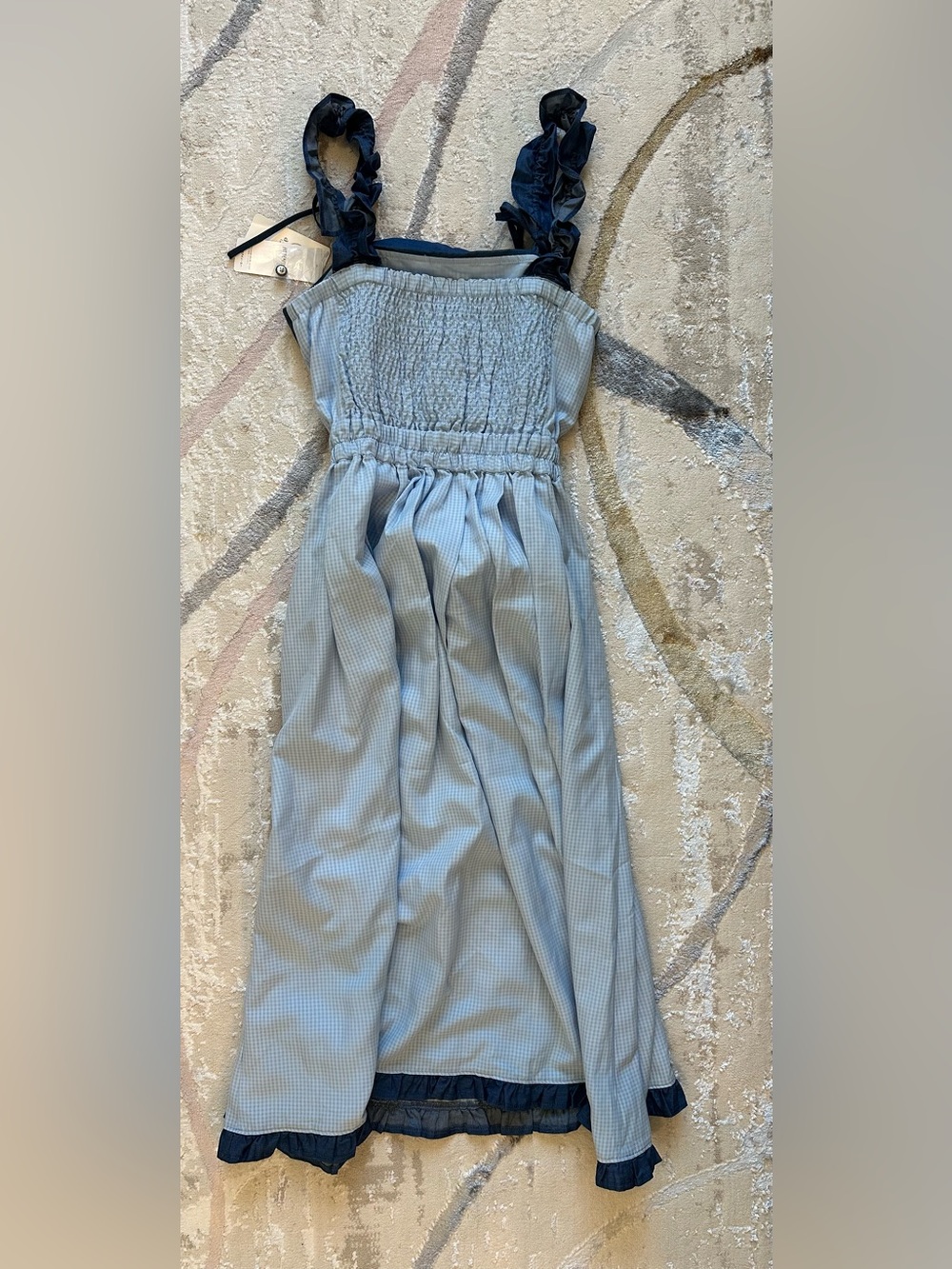 NWT Axes Femme Rose Embroidery Gather Frill JSK Dress in Saxe Blue - Picture 8 of 8